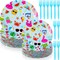 180 Pcs Summer Pool Party Paper Plates and Forks Pool Party Supplies